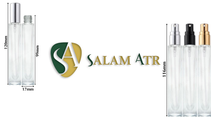 ابعاد شیشه عطر تامپو 10 میل مدل DF010 با اسپری پیچی