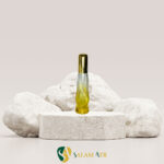 شیشه عطر ارگانزا ۲۲ میل با درب UV مدل AZ109 زرد با بکگراند