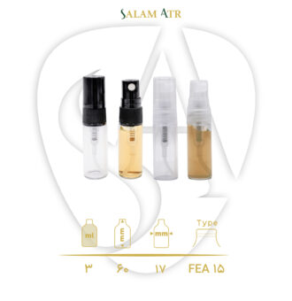 شیشه عطر ویال 3 میل پیچی با کپ و والف شفاف و مشکی با مشخصات