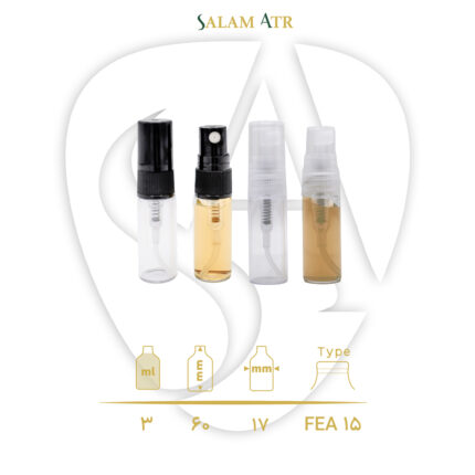 شیشه عطر ویال 3 میل پیچی با کپ و والف شفاف و مشکی با مشخصات