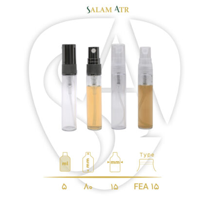 شیشه عطر ویال 5 میل پیچی کد LG06B با کپ و والف شفاف و مشکی با مشخصات