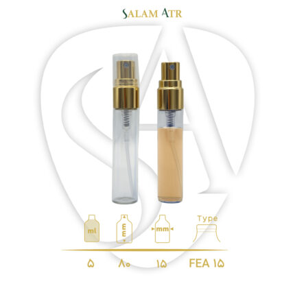 شیشه عطر ویال 5 میل با کپ و والف طلایی فلزی کد LG08T با مشخصات