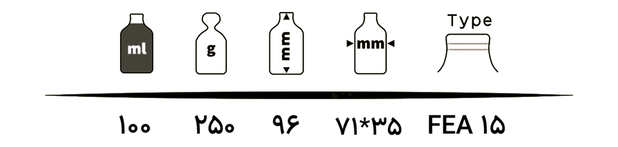 مشخصات شیشه عطر TP100-0015 شفاف 100 میل