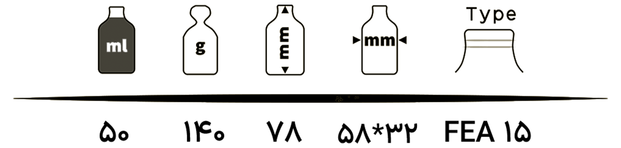 مشخصات شیشه عطر TP50-0005 شفاف 50 میل