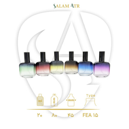 ابعاد ششیشه عطر اطلس رنگی ۲۰ میل کد AZY-16-10 با مشخصات