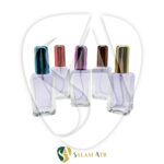 شیشه عطر مستطیل تخت 30 میل دهنه 18 با والف پلاستیکی کد AZ111