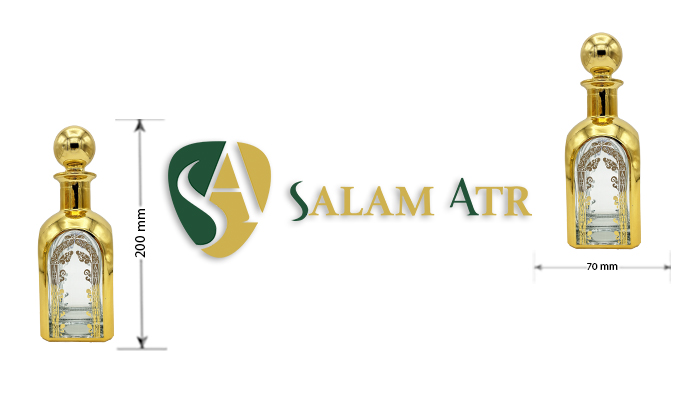 ابعاد شیشه عطر RCR هرمی طلاکوب 250 میل کد AZY-16-25 طرح(1)