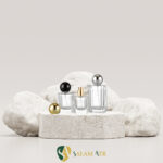 کپ گرد شیشه عطر کد AZY-16-25 برروی سنگ